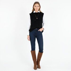 *Joseph Black Sleeveless Knit Turtleneck Sweater